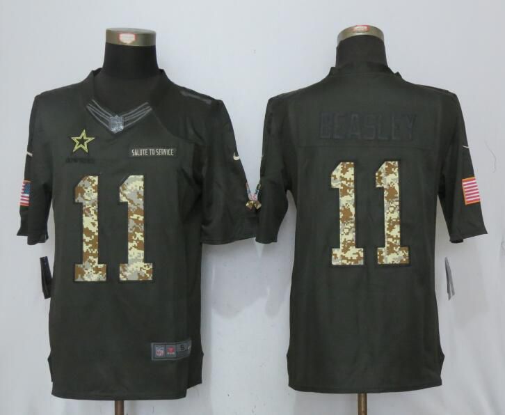 2017 Men Dallas Cowboys 11 Beasley Anthracite Salute To Service Green New Nike Limited NFL Jersey